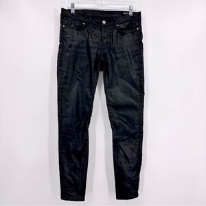 AllSaints Spitalfields Petrel Brodie Waxed Jeans Pants Black Size 29